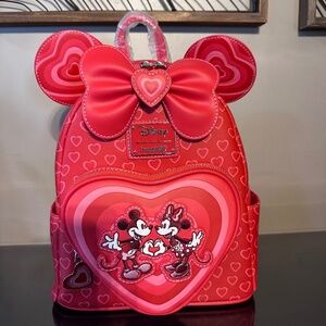 NWT Loungefly Disney Minnie Mouse Hearts Ears Mini Backpack - BoxLunch Exclusive
